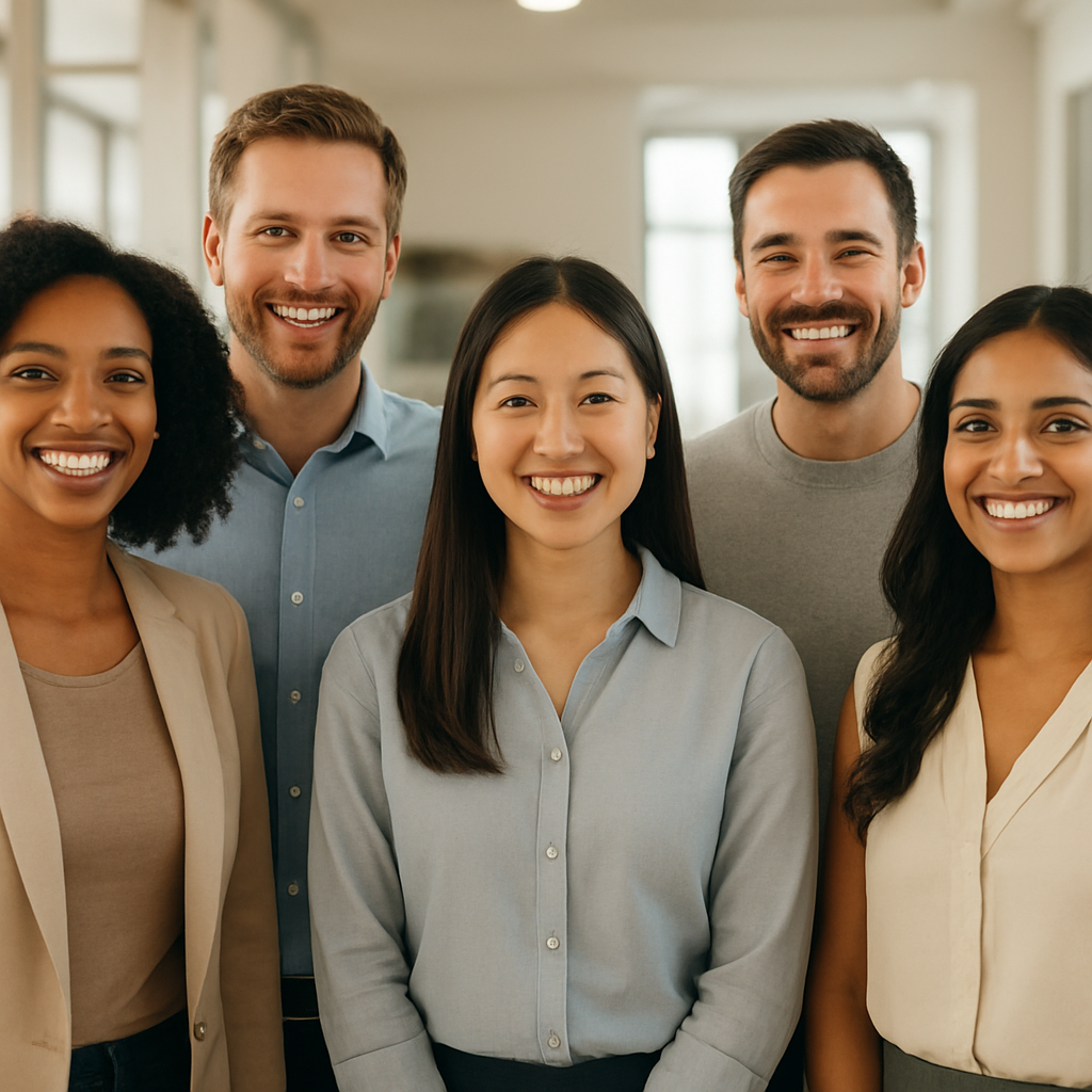 Team smiling together in the office